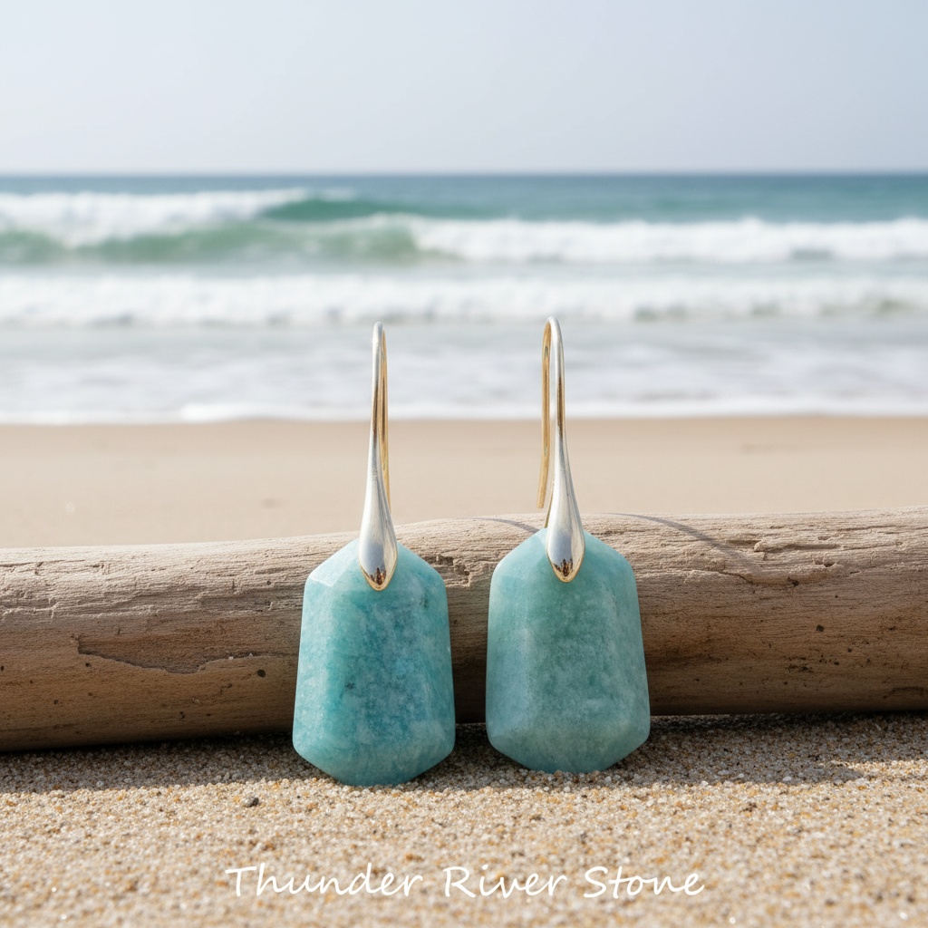 Fashionable Natural Stone Earrings with Golden Hooks